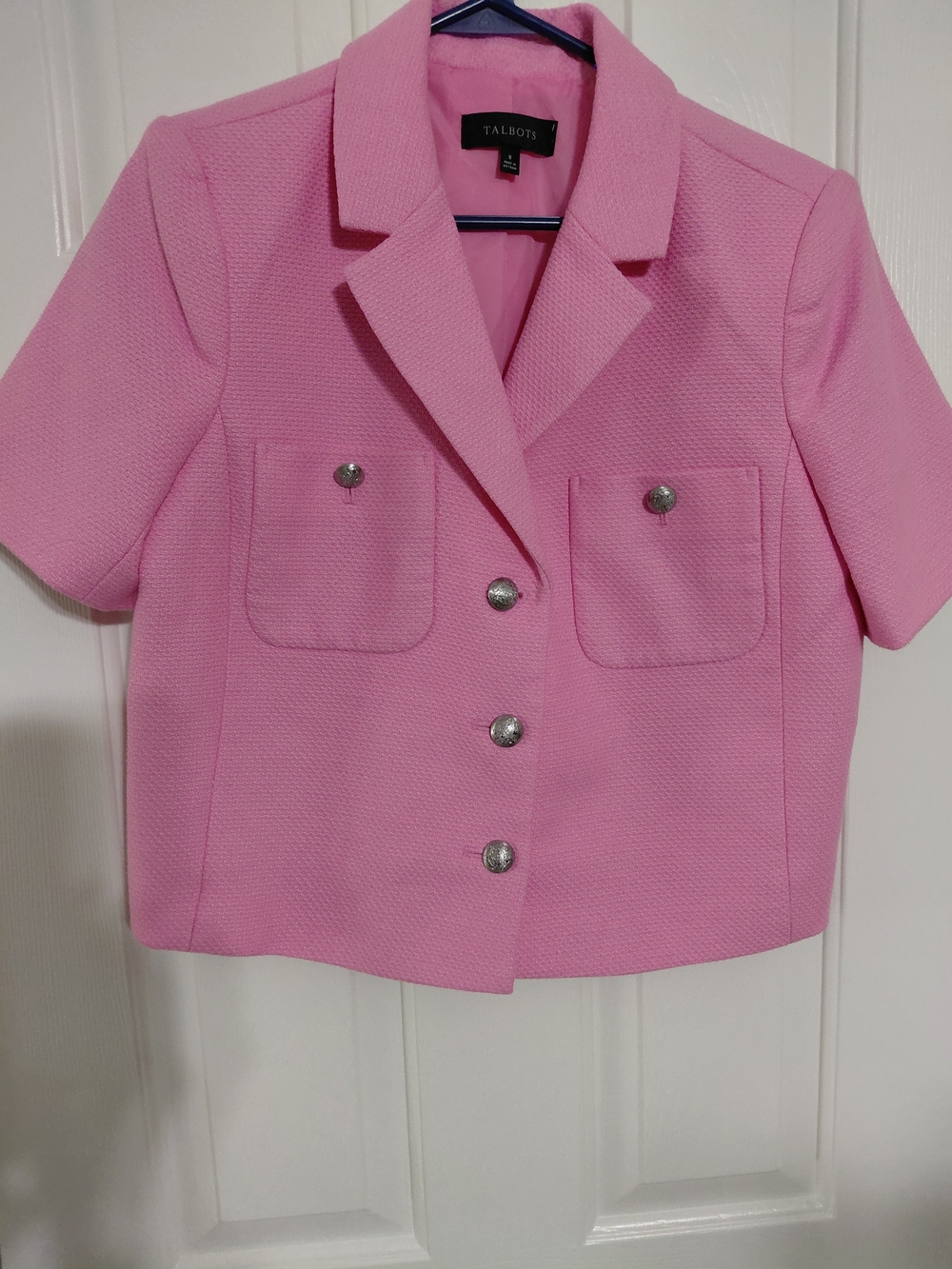 Talbots Bubblegum Pink Short-Sleeve Boxy Blazer